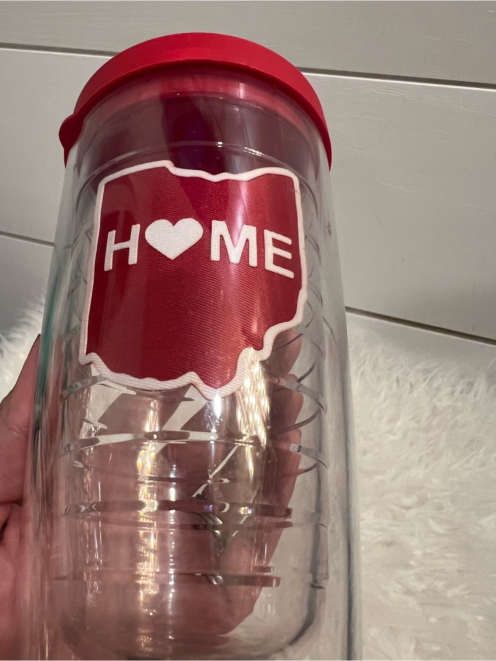 tervis Clear Travel Tumbler with Red State 'HOME' Graphic and Red Lid 16oz